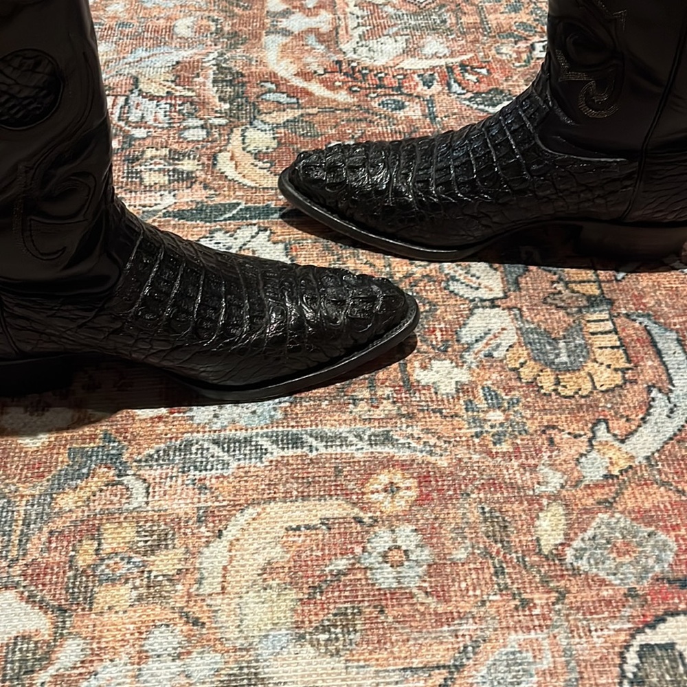 Black original Caiman Cowboy boots size 12 - Picture 4 of 7
